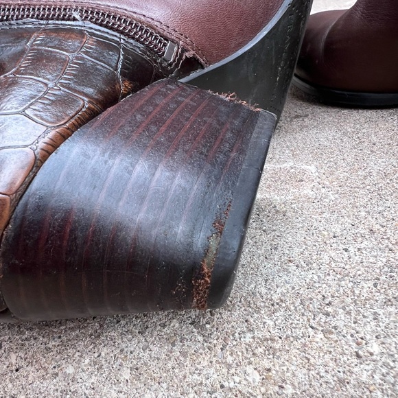 Franco Sarto Quasar Dark Brown Leather Heeled Ankle Boot Sz 8 - Picture 6 of 11